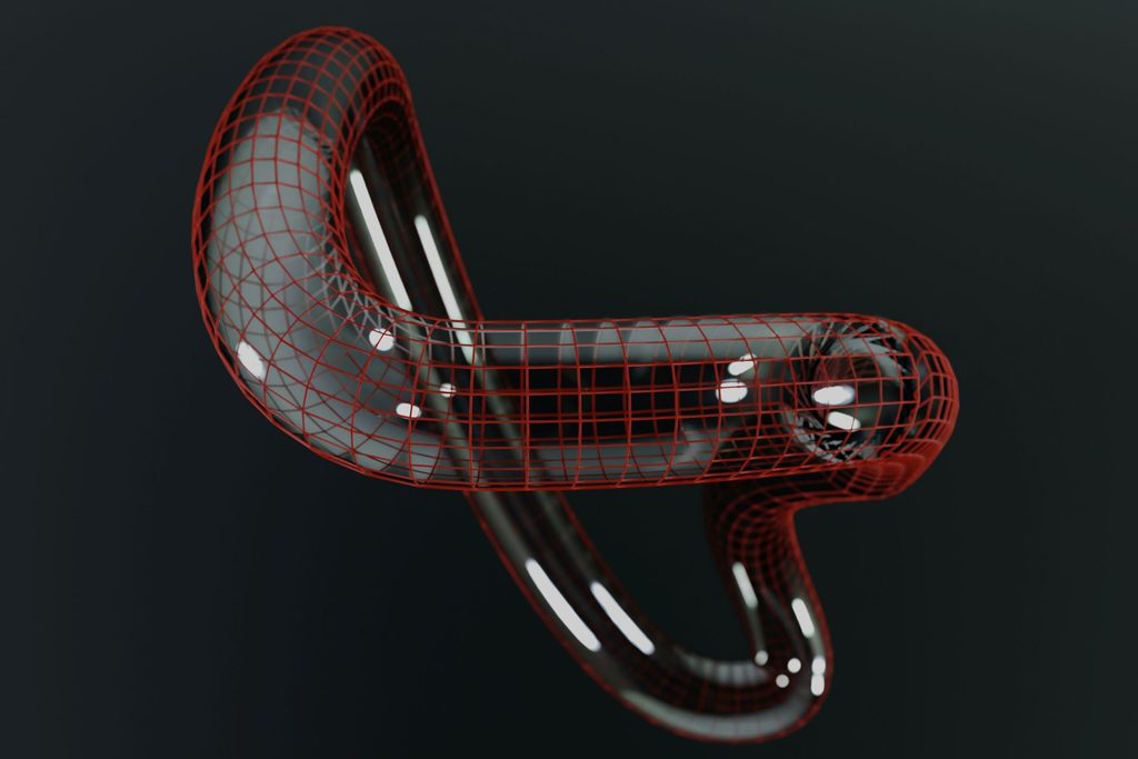 Modello tridimensionale di accessorio metallico in fase di progettazione